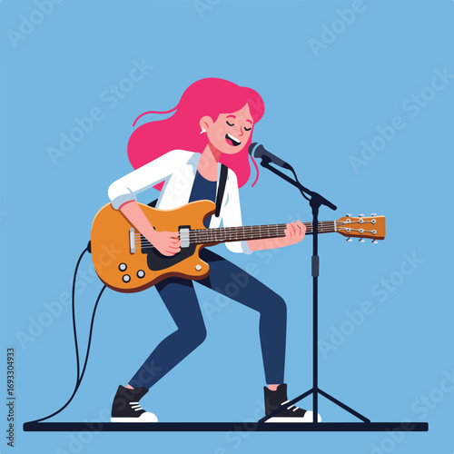 Singer playing guitar