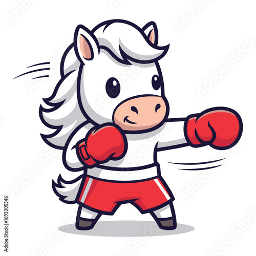 Cute Cartoon Horse Boxer Illustration for Children's Books and Sporty Designs