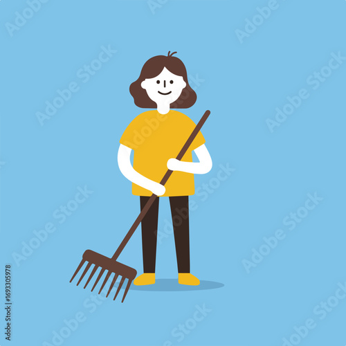 Woman with rake