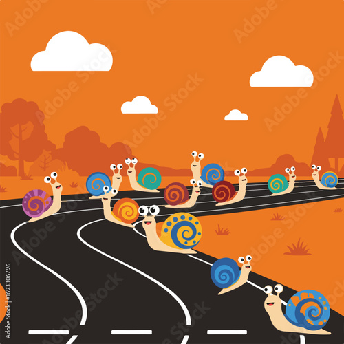 Snail race on the highway
