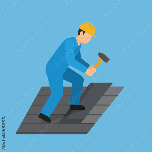 Roofer at work
