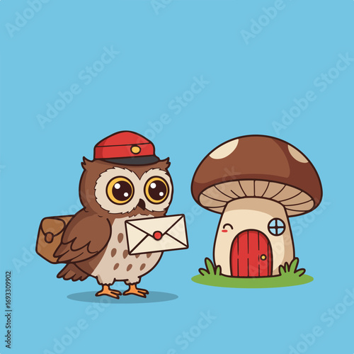 Owl postman delivering