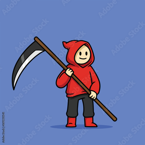 Red hooded figure with scythe