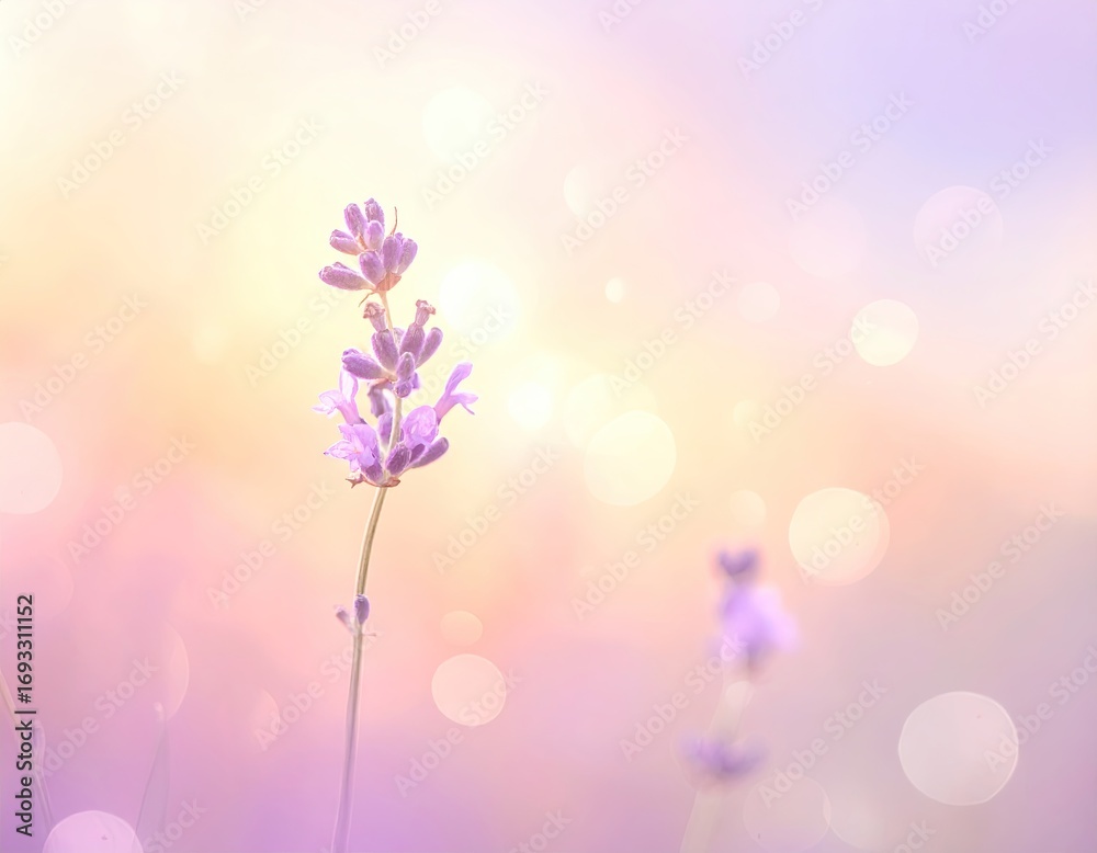 Naklejka premium Close-up Lavender Flower in Soft Light Bokeh