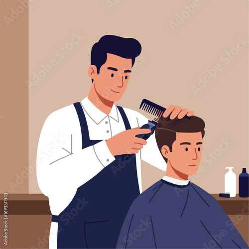 Haircut in a barber shop