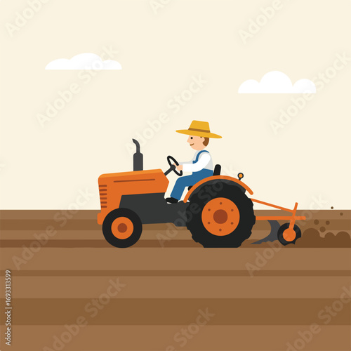 Tractor tilling field