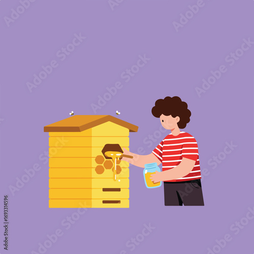 Honey harvest scene