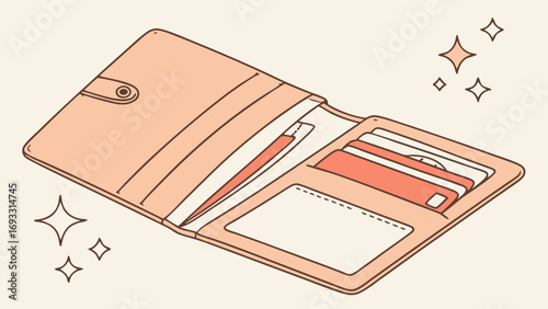 Open wallet with cards and cash illustration minimalist design flat lay style purse financial concept payment money credit cards debit cards shopping commerce business finance bankin.