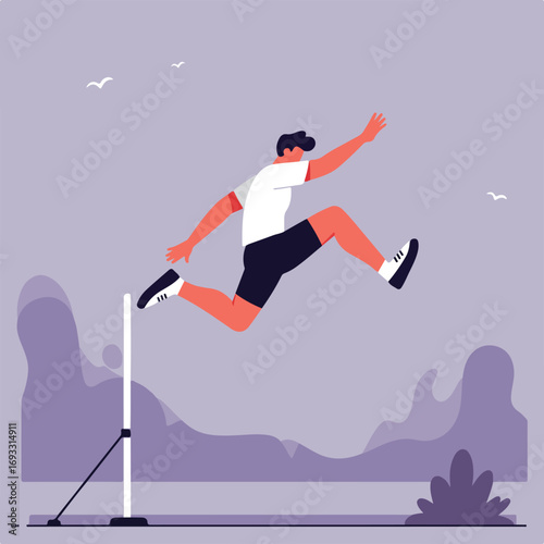 Hurdling Athlete in Motion
