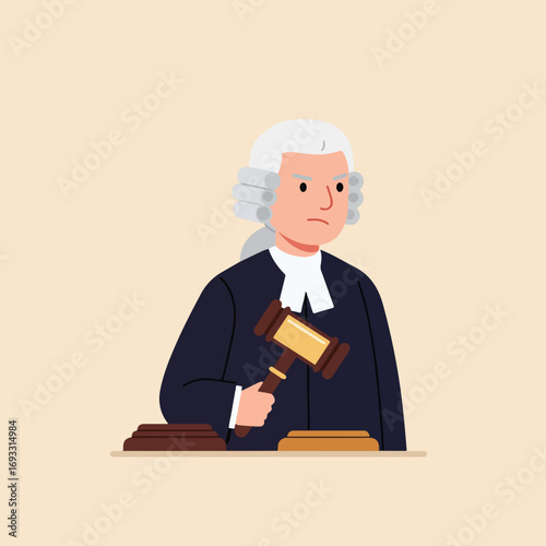 Cartoon judge with gavel