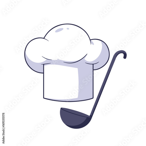 Chef's uniform hat and ladle