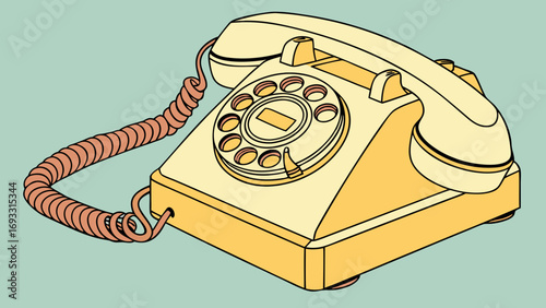 Retro rotary phone vintage communication device old telephone illustration nostalgic design element communication technology classic phone graphic antique phone image telephone drawing ro.