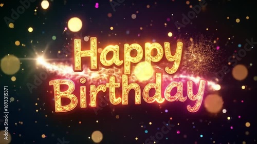 Shimmering Birthday Celebration Animation with Sparkling Festive Atmosphere