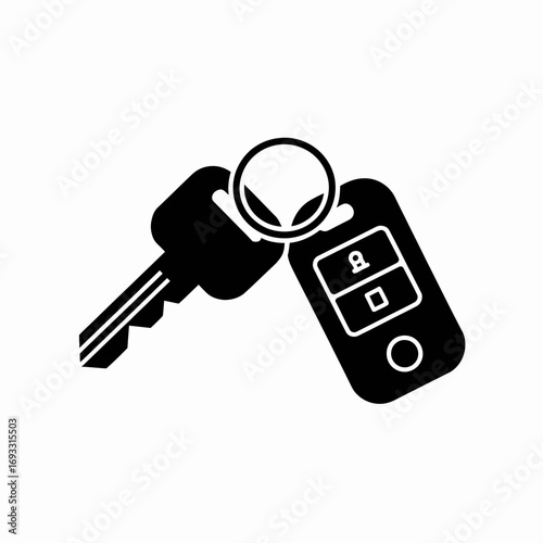 Car Key Icon – Vehicle Keychain and Remote Control Silhouette Vector