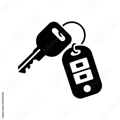 Car Key Icon – Vehicle Keychain and Remote Control Silhouette Vector