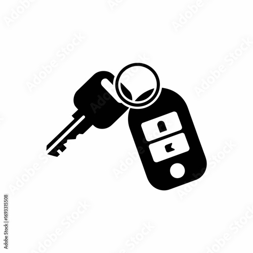 Car Key Icon – Vehicle Keychain and Remote Control Silhouette Vector