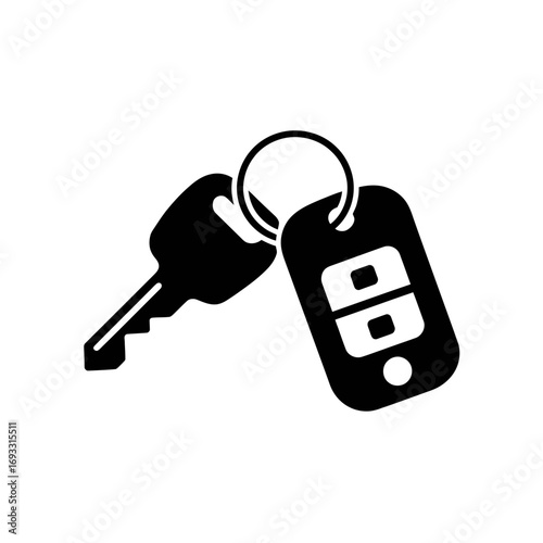 Car Key Icon – Vehicle Keychain and Remote Control Silhouette Vector