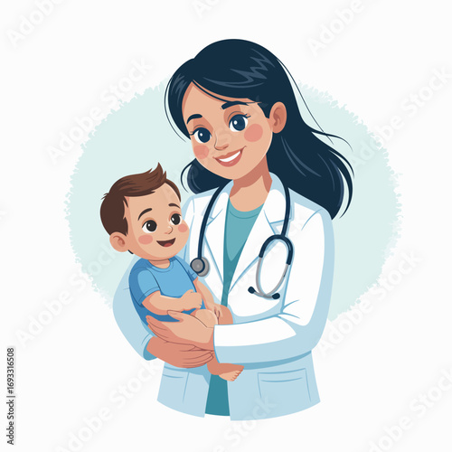 This image features a healthcare professional joyfully holding a baby, symbolizing care, nurturing, and the essential bond between caregiver and child in pediatric health.