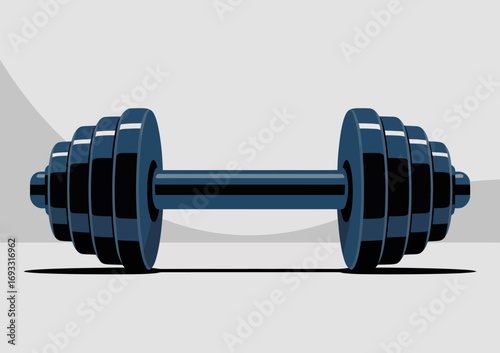 This artistic representation of a dark blue dumbbell focuses on weight training and physical fitness, perfect for showcasing strength and health aspirations visually.