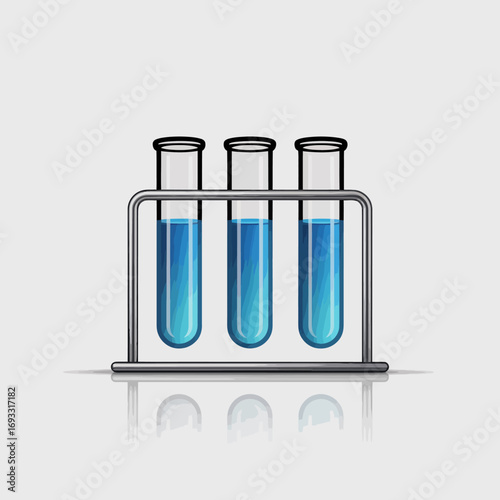 A set of elegant test tubes filled with vibrant blue liquids, set against a minimalist backdrop, capturing the essence of modern scientific exploration and design.