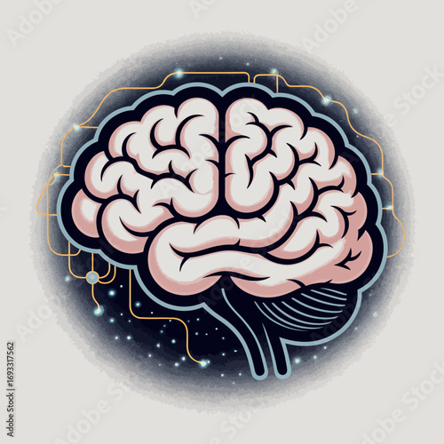 A creative representation of a brain combined with circuit patterns, symbolizing the intersection of technology and human intelligence in a vivid and modern artistic style.