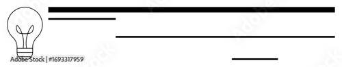 Light bulb sketch with dynamic horizontal lines suggesting flow of ideas, innovation, and strategy. Ideal for creativity, education, brainstorming, startup, technology energy minimalist concept. A