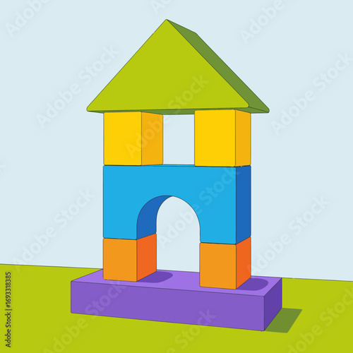 A modern, colorful block structure captures the essence of childhood creativity, combining vibrant colors that stimulate learning and playful interaction for young minds.