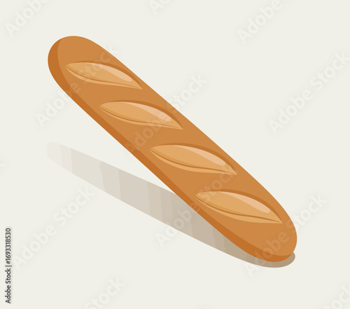 The simplistic beauty of this baguette highlights its smooth surface and delicate cuts, embodying modern elegance within traditional bread-making.