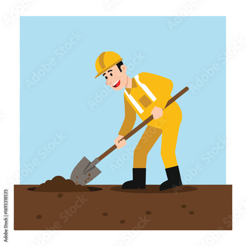 Worker digs hole