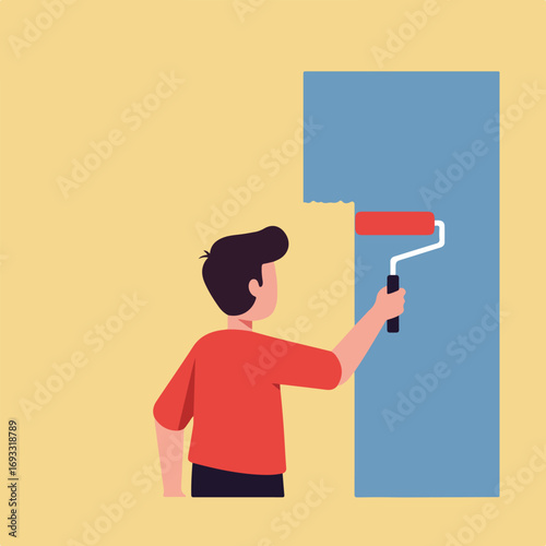 Wall painting with roller
