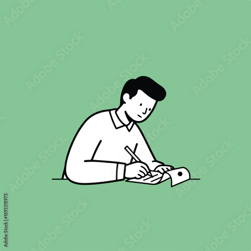 Person writes notes