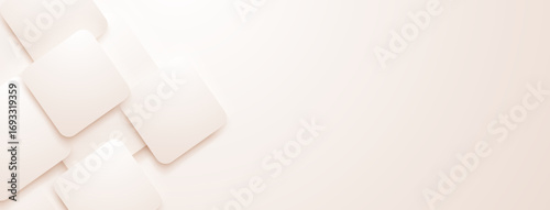 Soft white rounded rectangles overlap, creating a layered, abstract background with subtle shading and depth.