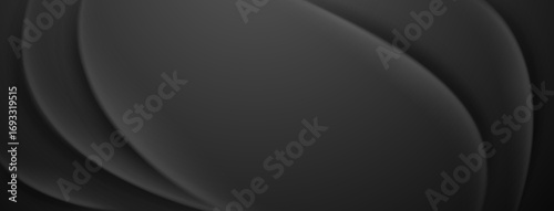 Smooth, dark grey gradient curves create a sense of depth and flow, forming an abstract background.