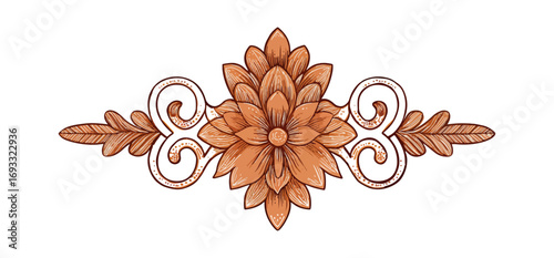Intricate brown floral design for backgrounds