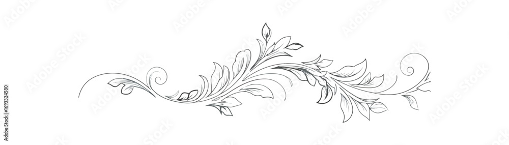 Ornate gray scale floral design