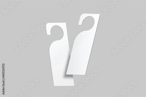 Realistic vector door hanger mockup isolated on background. Hanging paper card for hotel signage, branding design, marketing presentations, advertising, creative projects and information display