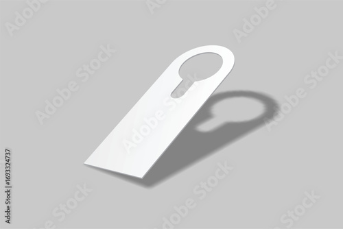 Realistic vector door hanger mockup isolated on background. Hanging paper card for hotel signage, branding design, marketing presentations, advertising, creative projects and information display