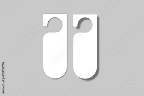 Realistic vector door hanger mockup isolated on background. Hanging paper card for hotel signage, branding design, marketing presentations, advertising, creative projects and information display