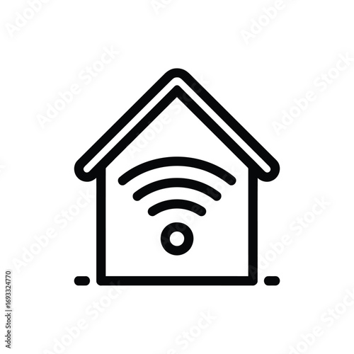 Modern house icon with wireless internet signal