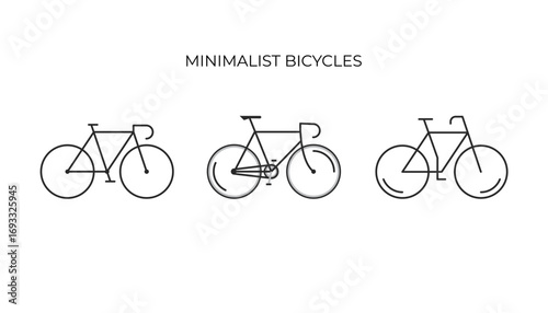This icon features a clean, minimalist design of three bicycles, showcasing different styles from a classic road bike to a casual cruiser.