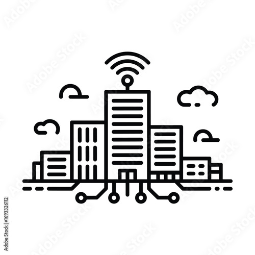 Modern smart city with wireless connectivity and integrated technology