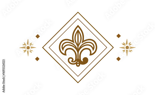 Ornamental design with fleur de lis and star motifs