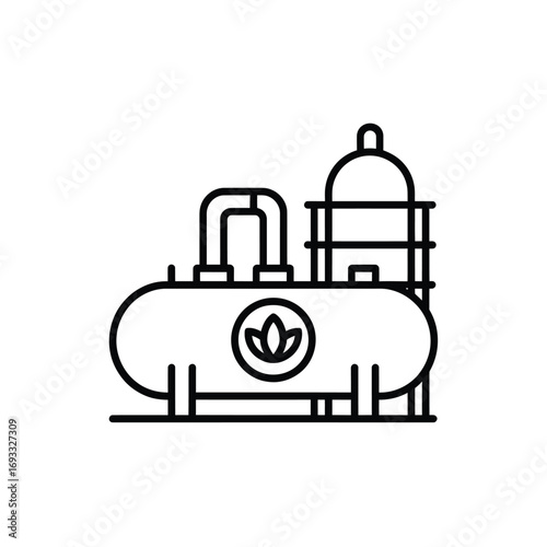 Clean energy production facility icon with leaf symbol