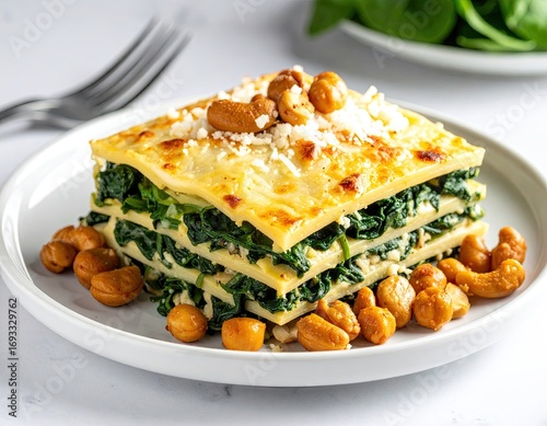 Delicious Spinach Lasagna with Cashews and Parmesan