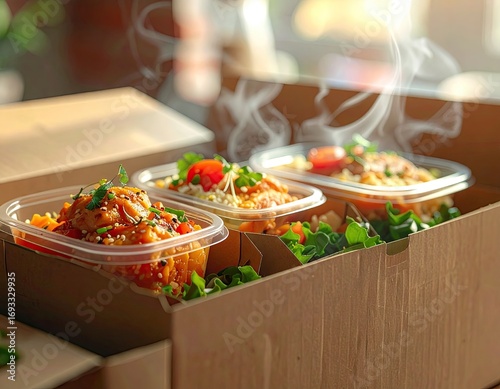 Delivery Driver Loading Food Boxes into Car Trunk