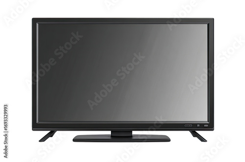 Flat-screen television with dark gray screen
