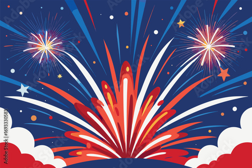 Vibrant Fourth of July Fireworks Display Night Sky Background