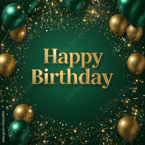Happy Birthday Luxury Emerald & Gold