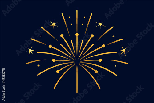 Elegant Golden Fireworks Burst Illustration for Celebration