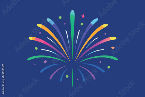 Colorful Festive Fireworks Burst Celebration Design Element